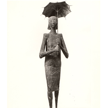 scultura Donna con ombrello